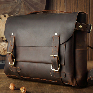 Bolso de Cuero Antiarrugas de Secado Rápido para Hombre, Bolsos Cruzados de Negocios, Bolsos de Hombro Resistentes al Viento, Maletín de Cuero para Portátil de Oficina - Product Image 5