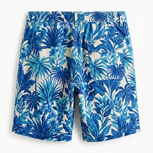 Men's Summer Printed Resort Linen Shorts <b>Botanical</b> Pattern Breathable Shorts OEM ODM Wholesale Factory Custom <b>Print</b> - Product Image 4