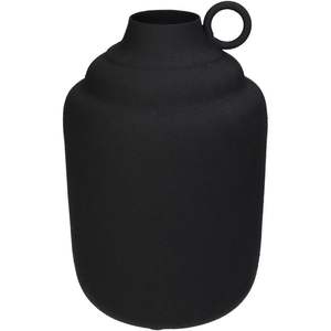 Jarrón de Metal Negro Mate Moderno, Estilo Nórdico, Maceta Decorativa con Asa de Anillo, Florero Minimalista para Decoración de Hogar y Habitaciones de Lujo - Product Image 1