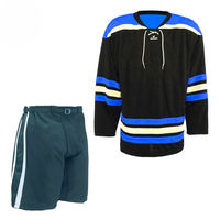 Ensemble de pantalon et maillot de hockey sur glace personnalisé sublimé pour homme, manches longues, col en V, rayé noir jaune blanc, polyester, tenue d'équipe adulte