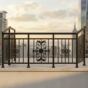 Balustrades de balcon traditionnelles en fonte avec un design orné de volutes, résistantes à la rouille, garde-corps mural - Product Image 5