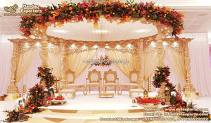 Conjunto de Mandap para Boda Hindú Radha Krishna, Último Modelo en Fibra Dorada, Decoración para Bodas en Malasia - Product Image 5