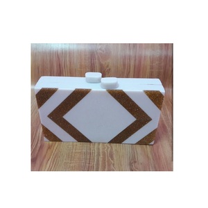 <b>White</b> Acrylic Artistic Rectangle Mini <b>Clutch</b> Rhinestone Style Ladies Handbag Chevron Party <b>Clutch</b> <b>Bag</b> Banquet Dinner Valentine - Product Image 1