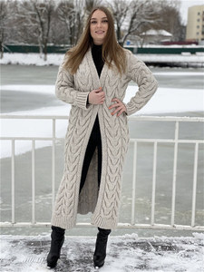 Cardigan en tricot ample pour femme, confortable, doux, chaud, décontracté, pour l'hiver, à manches longues, style superposé - Product Image 2