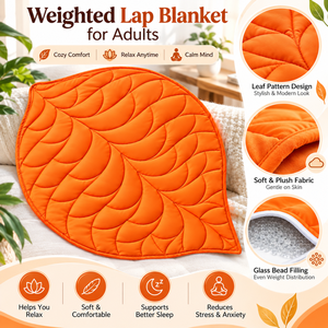 Weighted Lap Blanket for Adults | 23x29 Inch Woven Machine Washable <b>Orange</b> Glass Bead Filled Cozy Blanket - Product Image 5