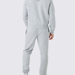 Ensemble de survêtement unisexe gris 2-en-1 avec sweat à capuche et pantalon de jogging, vêtements de sport décontractés, couleur unie, manches longues, en coton léger, automne, grande taille - Product Image 3