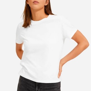 Camiseta de Algodón de Cuello Redondo y Manga Corta para Mujer, Color Sólido, Corte Regular, Estilo Casual, Tejido Jersey Transpirable, para Todas las Temporadas - Product Image 4