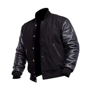 Unisex Varsity Jacket Hooded Stand Collar Front <b>Crafted</b> High Quality <b>Wool</b> Fabric Patchwork Design Plus Size Lettermen Jacket - Product Image 5