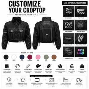 Modern Oversized Nylon Cropped Windbreaker <b>Jacket</b> Unisex Custom Logo Wholesale - Product Image 4