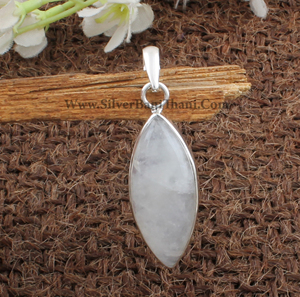 Colgante de Plata de Ley 925 con Baño de Platino y Piedra Lunar Arcoíris, Collar de Fuego Azul Natural, Piedra Lunar Genuina al por Mayor - Product Image 5