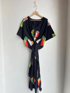 Robe Kaftan Bohème Florale Faite à la Main en Coton pour Femme, Maxi, Manches Évasées, Anti-Plis, Col en V, Usage Quotidien, Plage, Été, Modèle 220 - Product Image 1