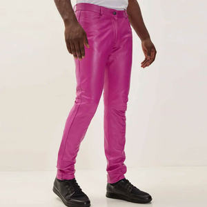 Pantalones de Hombre Casuales, Ajustados, de Cintura Media, de Cuero, Rectos, a Rayas, Elásticos - Product Image 5