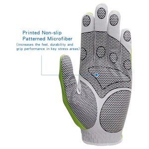 Gants de golf à doigts entiers, en maille respirante, antidérapants, légers, unisexes, pour le sport en plein air, fermeture à boucle et crochets, vert et blanc - Product Image 4