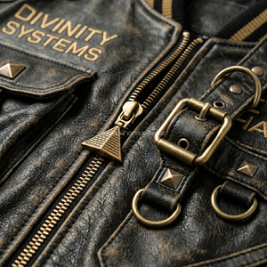 Blouson en cuir personnalisé Cyberpunk Anubis, style bomber vieilli, brodé, streetwear, pharaon égyptien, punk, motard, pour homme - Product Image 6