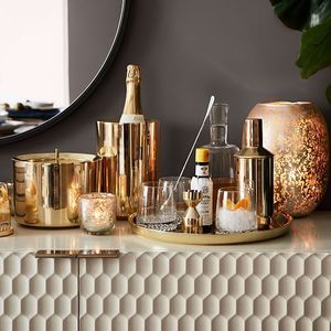 Accessoires de bar élégants, seau à glace métallique, shaker à martini, refroidisseur à vin, décoration de table luxueuse pour recevoir, outils de bar design. - Product Image 4