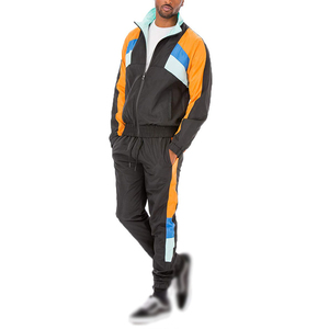 Ensemble de survêtement color block pour homme grande taille, noir et violet, décontracté, automne, tricoté en polyester, tenue de jogging - Product Image 6