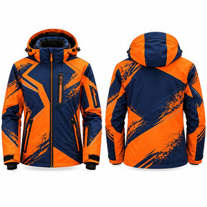 Chaqueta de esquí impermeable para hombre, cálida para invierno, con capucha, diseño de bloques de color, con cremallera, precio al por mayor. - Product Image 1