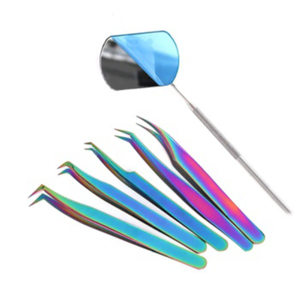 Colorful Fiber Tip Eyelash Tweezers Set Stainless Steel Precision Lash Extension <b>Tools</b> Wholesale Professional Kit - Product Image 1