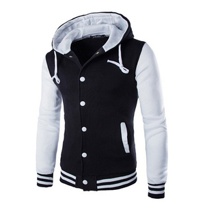 เสื้อแจ็คเก็ตฮู้ดแบบ Letterman ผลิตตามสั่ง คุณภาพสูง ผลิตจากโรงงาน ปักลายปักแบบกำหนดเอง ปักลายไหมพรม เสื้อแจ็คเก็ต Varsity - Product Image 1