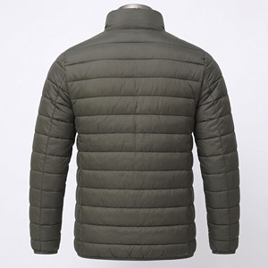 Veste d'hiver matelassée pour homme, col montant, fermeture éclair, rembourrage en polyester, coupe-vent, décontractée, couleur unie, coupe classique - Product Image 6