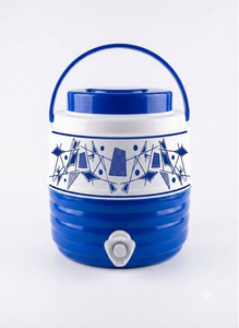 เหยือกน้ำพลาสติกเก็บความเย็นพร้อมก๊อก 5 ลิตร สีน้ำเงินขาวสไตล์เรโทร - Product Image 2