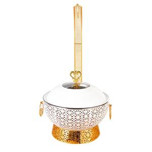 Plat à chafing de luxe entièrement doré en acier inoxydable, chauffe-plats rond orné pour buffet, idéal pour mariages, banquets et traiteurs hôteliers - Product Image 2