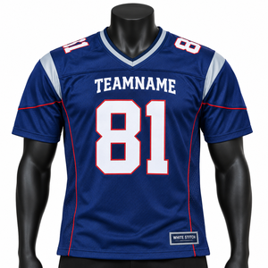 Maillot de football américain Teamname 81 pour homme, col en V, anti-transpiration, 100 % polyester, manches courtes, coupe classique, grandes tailles, sans coutures - Product Image 1