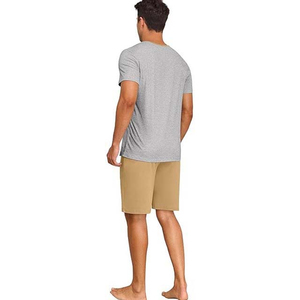 Men's Navy Blue Short Sleeve Eco-Friendly 100% Cotton Sleep Top with Chest Pocket Casual Knitted <b>Pajama</b> Shirt Winter Wear - Product Image 2