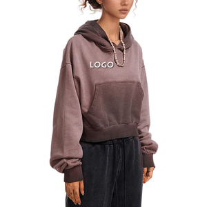เสื้อครอปแขนยาวแบบมีฮู้ดสำหรับออกกำลังกายและเล่นโยคะสำหรับผู้หญิง แบรนด์สั่งทำได้ - Product Image 4