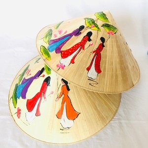 Sombreros artísticos pintados a mano, de gran calidad, sombreros tradicionales hechos a mano en Vietnam, venta al por mayor. - Product Image 5