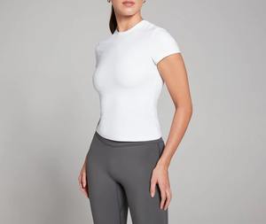 Camiseta de manga corta con cuello redondo para mujer – Camiseta básica informal, ajustada y económica para damas - Product Image 2