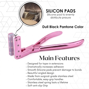 Pinza de Presión para Extensiones de Cabello con Cinta Adhesiva de Salón Premium, con Mordazas de Protección de Silicona, 7 Pulgadas de Longitud, Acero Inoxidable, Doble Resorte - Product Image 3