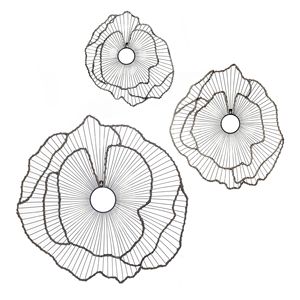 Set di 3 fiori di metallo decorazione della parete elegante scultura floreale per il portico o ingresso corridoio ingresso accenti della parete di transizione - Product Image 6