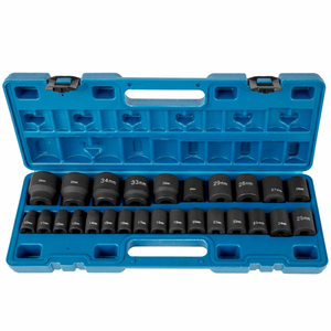Set di chiavi a bussola a impatto da 1/2 pollice, 26 pezzi, a 12 punte, metriche, basse e profonde, gamma di misure da 19mm a 32mm - Product Image 1