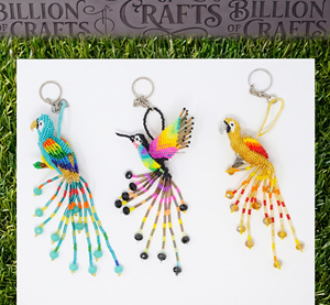 Porte-clés perroquet fait main avec perles, pendentif oiseau en perles de verre arc-en-ciel, breloque animale tressée - Product Image 6