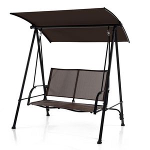 Dondolo da Giardino a 2 Posti con Tettuccio, Seduta in Tessuto Confortevole e Telaio in Metallo Resistente - Product Image 1