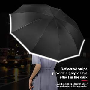 2025 parapluie de voyage coupe-vent inversé automatique personnalisé Double auvent avec logo de style pli inversé à bande réfléchissante imprimé - Product Image 2