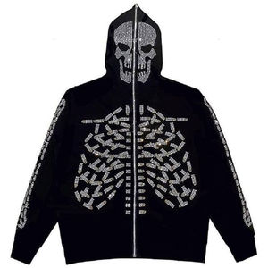Custom Rhinestone Hoodie for Men Women Heavyweight 100 Cotton <b>Thick</b> <b>Fleece</b> Diamond Pullover Hoodie Loose Fit Winter Streetwear - Product Image 6