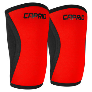 Genouillères de protection professionnelles en nylon et spandex rouge, coussinets de compression respirants, supports pour la musculation et l'entraînement en salle de sport - Product Image 2