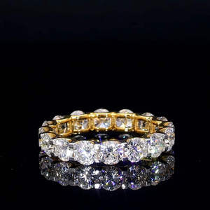 4ct Lab Grown Diamond Engagement Eternity Band 14K Yellow Gold Brilliant Cut Full <b>Circle</b> Wedding <b>Ring</b> Shared Prong IGI Certified - Product Image 1