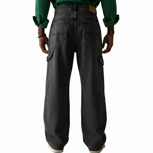 Pantalon en jean décontracté de haute qualité pour homme, coupe ample, poches cargo latérales, couleur unie, streetwear, sur mesure - Product Image 6