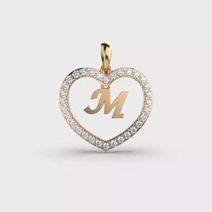 Pendentif en argent en forme de cœur avec alphabet d'amour personnalisé et moissanite, nouveau prix de gros en Inde, pendentifs et breloques en diamant - Product Image 3