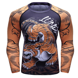 Wholesale Men's UPF 50+ Long Sleeve Printed Front Logo Rash Guard Surf <b>Swimwear</b> Quick Dry Breathable <b>UV</b> Protection - Product Image 1