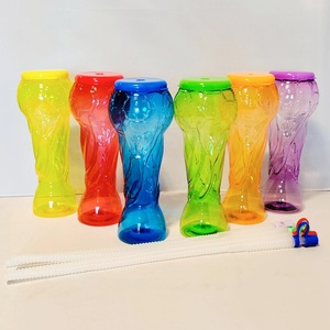 450ml BPA Free PET Eco-Friendly <b>Reusable</b> Soccer Trophy Tea <b>Cups</b> & Saucers with Straw & Lid for Souvenir Slush/Yard & Ice Yard - Product Image 6