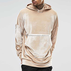 Sweats à capuche manches plissées Nude Plain No String Sweat à capuche velours personnalisé Sweat à capuche personnalisé Baggy luxe automne hiver épais - Product Image 2