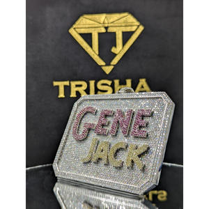 เครื่องประดับทริชา รุ่นพรีเมียม GENE JACK รูปหัวใจประดับเพชรโมอิสซาไนต์ VVS  บนตัวเรือนเงินแท้ 925  รับรองโดย GIA สไตล์ฮิปฮอป - Product Image 5