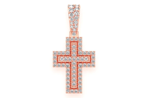 จี้รูปกางเขนคู่แบบ Iced Out ชุบทองประดับเพชร VVS มอยส์ซาไนต์ สไตล์คริสเตียน ฮิปฮอป สร้อยคอหรูหราสำหรับผู้ชาย - Product Image 2