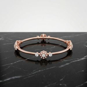 Bracelet à maillons classique en argent sterling or rose avec diamants floraux pour femme - Élégance intemporelle, luxe pour mariage, anniversaire, fête - Product Image 4