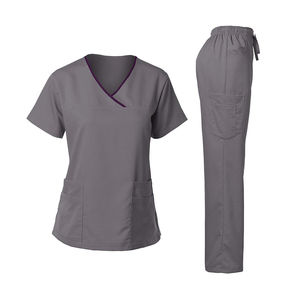 Tenue d'infirmière pour médecins et infirmières, uniforme d'hôpital unisexe, ensemble confortable haut à col en V et pantalon, vêtements de travail personnalisables - Product Image 1