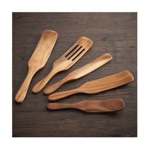 Ensemble de 5 spatules en bois d'acacia, lavage à la main uniquement, ustensiles pour la cuisine et la pâtisserie, prix de gros - Product Image 3